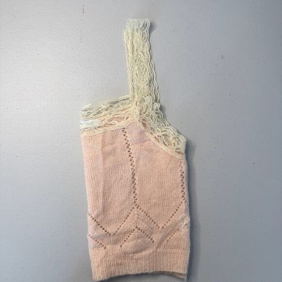 Zara Pointelle Lace Knit Crop Top Ballet Pink Women's Size Large - Picture 4 of 4